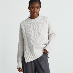 Everlane The Cloud Cable Knit Crewneck Sweater Ice